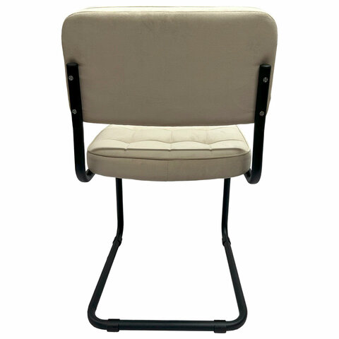 Стулья КОМПЛЕКТ 2 шт., РС14М, черный каркас, велюр, бежевый, разобранные