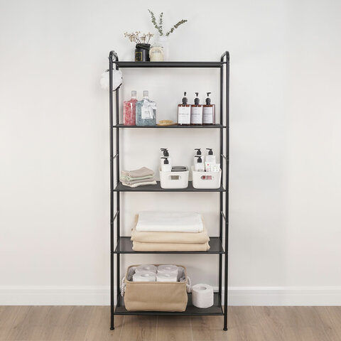 Стеллаж на металлокаркасе "Валенсия-25", 655х300х1555 мм, 5 полок, черный, СТВ25 Ч