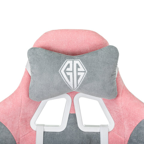 Кресло компьютерное BRABIX "Forcer GM-127", 2 подушки, ткань, розовое/серое, 533215