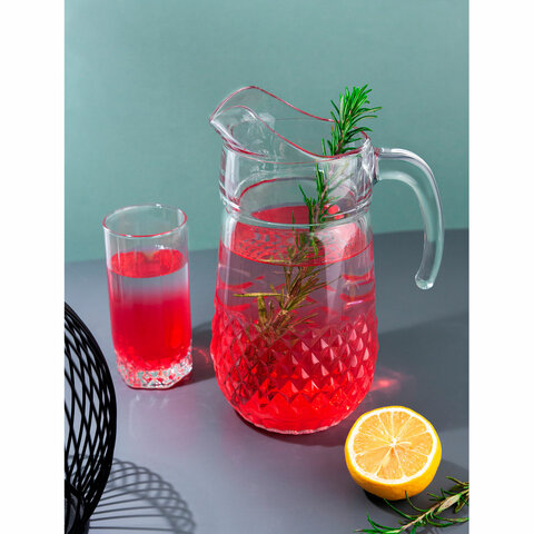 Набор столовый 7 предметов, кувшин 1250 мл + 6 стаканов 275 мл, стекло, PASABAHCE "ВАЛЬС", фирменная подарочная упаковка, 97675