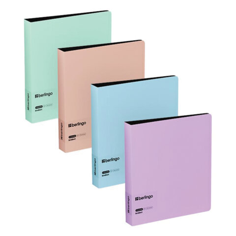 Папка на 4 кольцах BERLINGO "Instinct" А5, 35 мм, ассорти, D-кольца, с внутренним карманом, 0,7 мм, 369408