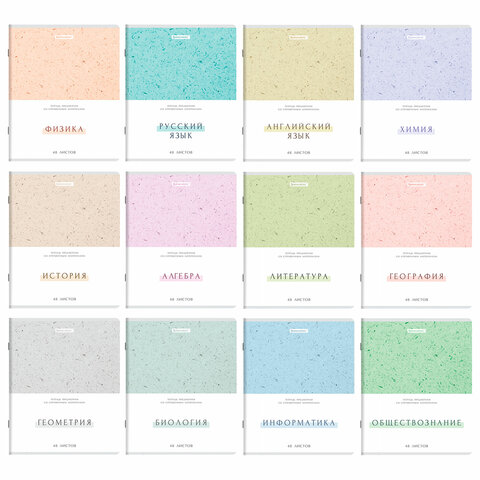 Тетради предметные, КОМПЛЕКТ 12 ПРЕДМЕТОВ, 48 л., обложка картон, BRAUBERG "HARMONY", 405167