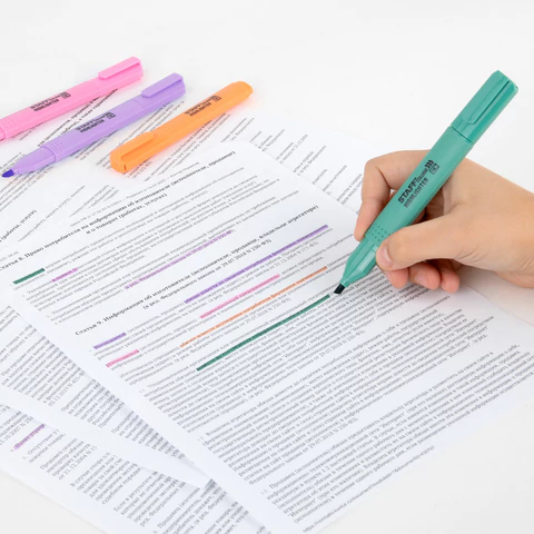 Набор текстовыделителей 4 ПАСТЕЛЬНЫХ ЦВЕТА, АССОРТИ, STAFF College "STICK PASTEL", линия письма 1-4 мм, скошенный наконечник, 152531