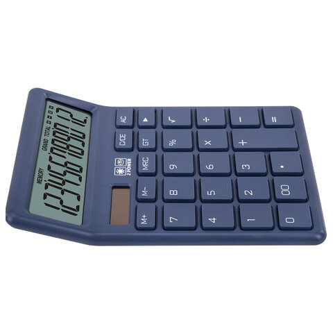Калькулятор настольный BRAUBERG CH-12-BU (153х103 мм), 12 разрядов, двойное питание, синий, 272959