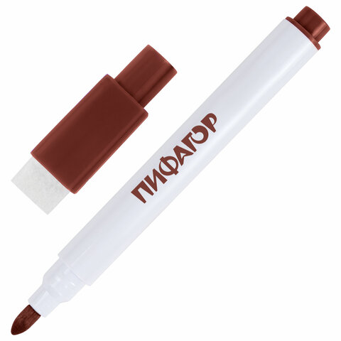 Маркеры стираемые 2 мм для белой доски и планера со стирателем НАБОР 12 ЦВЕТОВ, ПИФАГОР, 152565