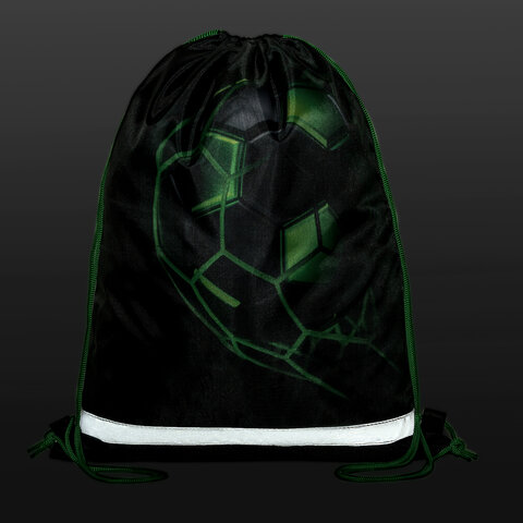 Мешок для обуви BRAUBERG KIDS, светоотражающая полоса, 46х36 см, "Green ball", 272393