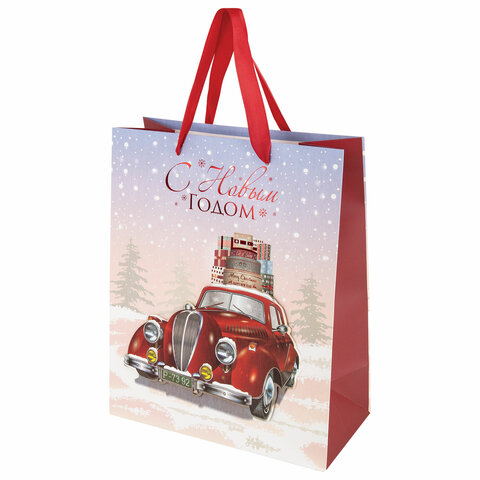 Пакет подарочный (1 штука) новогодний 26x13x32 см, "3D Large", ассорти, ЗОЛОТАЯ СКАЗКА, 592119