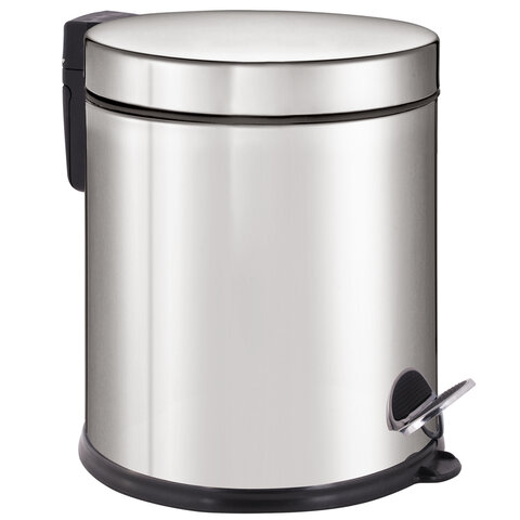 Ведро мусорное с педалью 5 литров "Classic Plus", ЗЕРКАЛЬНОЕ, нержавеющая сталь, со съемным внутренним ведром, LAIMA, ТУРЦИЯ, 608112