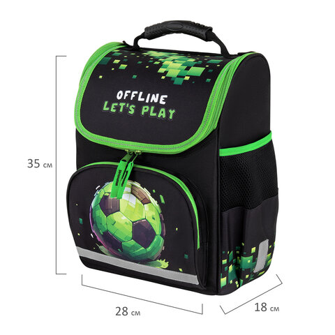 Ранец ПИФАГОР BASIC, 1 отделение, 3 кармана, эргономичная спинка, "Offline", 35х28х18 см, 273139