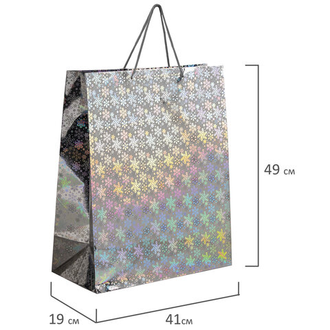 Пакет подарочный новогодний (1 шт.) 41x19x49 см (XXL), ГОЛОГРАФИЯ, ассорти 3 цвета, ЗОЛОТАЯ СКАЗКА, 609613