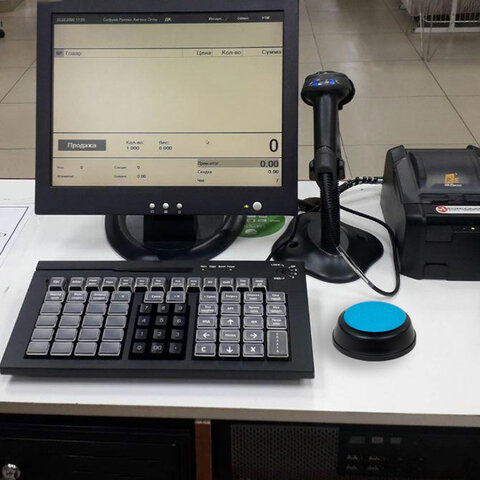 Губка для кассира, диаметр 81 мм, круглая, ассорти, STAFF, 237951