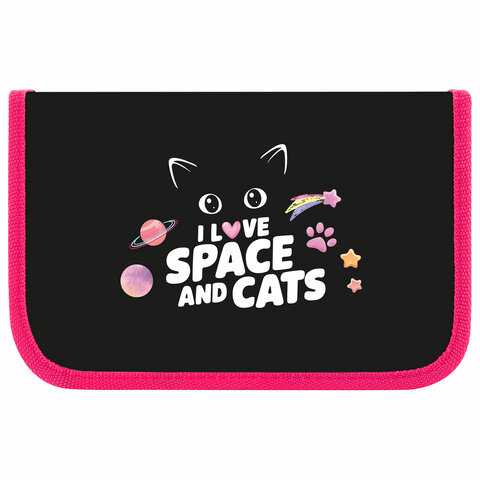 Пенал ПИФАГОР, 1 отделение, ламинированный картон, 19х11 см, "Dark kitten", 273467