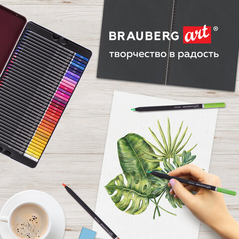 Карандаши цветные художественные BRAUBERG ART PREMIERE, НАБОР 72 цвета, 4 мм, металл кейс, 181693