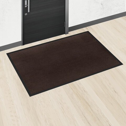Коврик придверный 80х120 см, КОРИЧНЕВЫЙ, влаго-грязезащитный, 300 г/м2, рубчик, PRIMILA (ПРИМИЛА) STANDARD, 701016