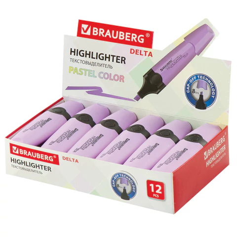 Текстовыделитель BRAUBERG "DELTA PASTEL", ЛАВАНДОВЫЙ, линия 1-5 мм, 151733