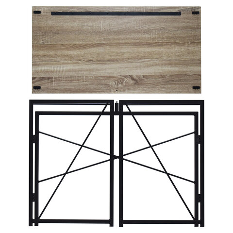 Стол на металлокаркасе BRABIX "LOFT CD-002", 1000х500х750 мм, складной, цвет дуб антик, 641213