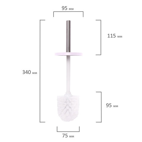 Ершик для унитаза с подставкой, металл, белый, глянцевый, LAIMA, 604962