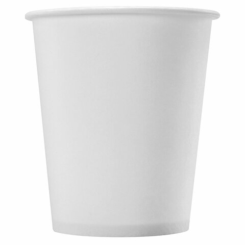 Стакан одноразовый бумажный 250/273 мл, D 80 мм, КОМПЛЕКТ 50 шт., однослойные, белые, холодное/горячее, WELDAY (ВЭЛДЭЙ), 608810
