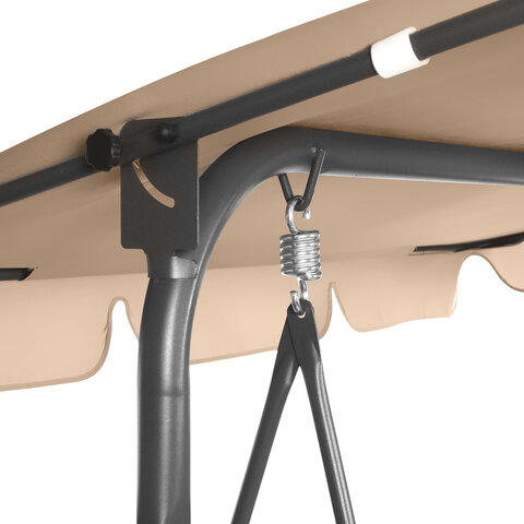 Качели садовые DASWERK (ДАСВЕРК) "COMFORT SC-003", 3 места, Ш170хГ110хВ153 см, мягкое сиденье, кофейный, 680052