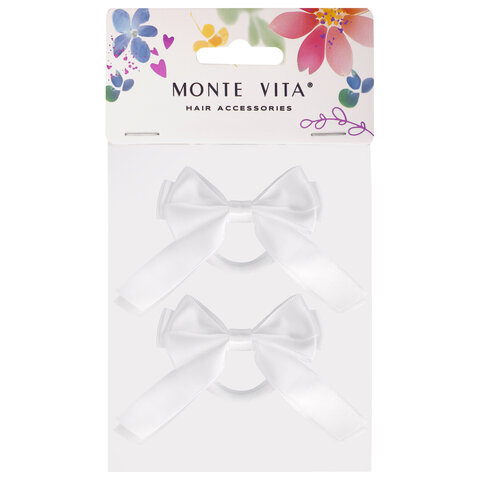 Банты для волос НАБОР 2 шт., 7х11 см, 6,5х10 см, 7х9 см, белый, АССОРТИ, MONTE VITA (МОНТЕ ВИТА), 457118