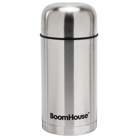 Термос 1 л для еды/напитков с широким горлом, BOOMHOUSE (БУМХАУС) WIDE, нержавеющая сталь SUS304, серебристый, 700320