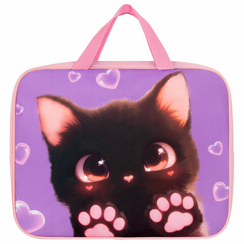 Папка на молнии с ручками BRAUBERG А4, 1 отделение, полиэстер, 80 мм, "Paw prints", 273300