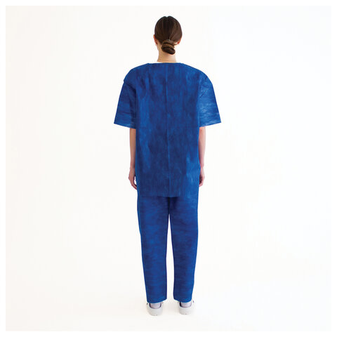 Костюм хирургический синий (рубашка и брюки) 56-58 р., спанбонд 42 г/м2, ГЕКСА