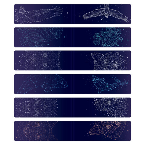 Закладки для книг МАГНИТНЫЕ, "GALAXY", набор 12 шт., 60x20 мм, BRAUBERG, 113171
