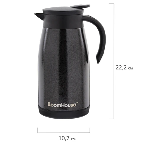 Чайник-термос 1 л, BOOMHOUSE (БУМХАУС) COFFEE BREAK, нержавеющая сталь SUS304, черный, ТЕРМОЧАЙНИК, 700328
