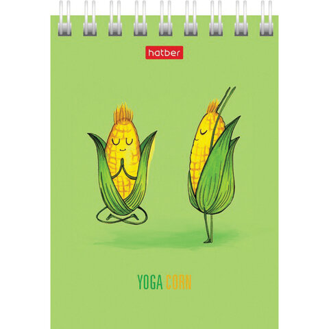 Блокнот МАЛЫЙ ФОРМАТ А7 75х105 мм, 60 л., гребень, картон, клетка, HATBER, "Йога-Фитнес", 066625, 60Б7В1гр