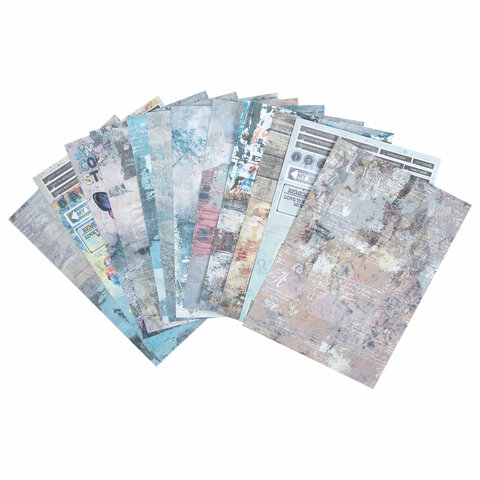 Бумага для скрапбукинга 15х21 см "Текстуры", двусторонняя,12 листов, 240 г/м2, ОСТРОВ СОКРОВИЩ, 665443