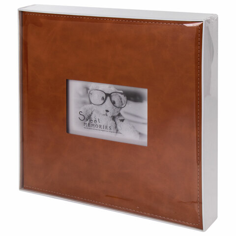 Фотоальбом BRAUBERG "Premium Brown" 20 магнитных листов 30х32 см, под кожу, коричневый, 391185