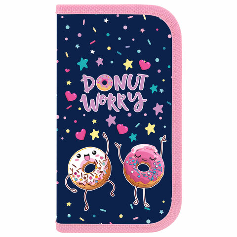 Пенал ПИФАГОР, 2 отделения, ламинированный картон, 19х11 см, "Comic donuts", 273482