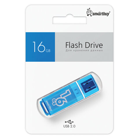 Флеш-диск 16 GB, SMARTBUY Glossy, USB 2.0, синий, SB16GBGS-B