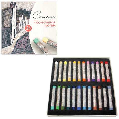 Пастель сухая художественная "Сонет", 24 цвета, круглое сечение, Невская Палитра, 7141224