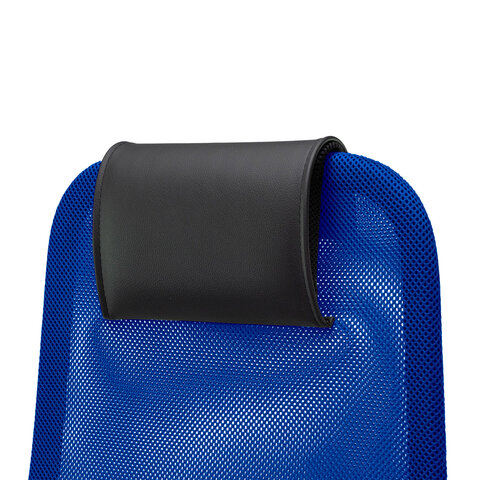 Кресло офисное МЕТТА "SU-B-8" хром, ткань-сетка, сиденье мягкое, синее