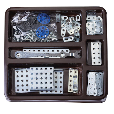 Конструктор металлический ЮНЛАНДИЯ "Для уроков труда №5", развивающий, 155 элементов, 104683