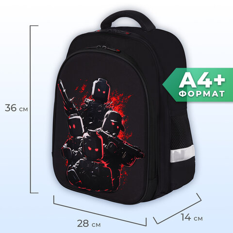 Ранец BRAUBERG KIDS STANDARD, 2 отделения, Terrible fighters, 36х28х14 см, 273146