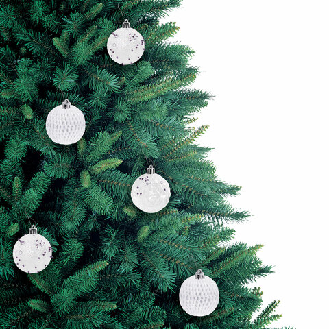 Шары ёлочные 9 шт., 6 см, "Crystal Silence", пластик, цвет: белый/серебристый, ЗОЛОТАЯ СКАЗКА, 591988