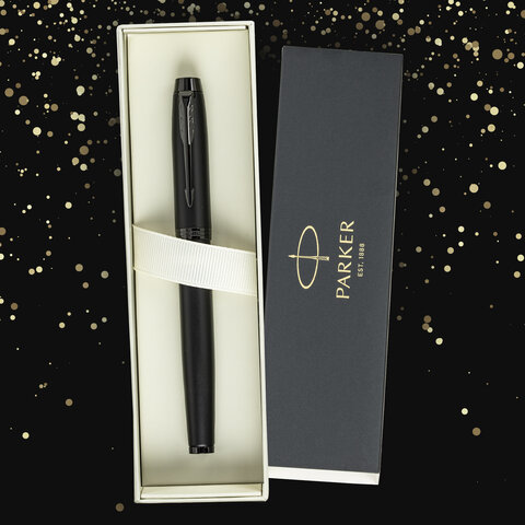 Ручка перьевая PARKER "IM Achromatic Black BT", ежедневник А5 черный, пакет, 880901