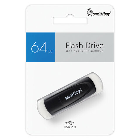 Флеш-диск 64 GB SMARTBUY Scout, USB 2.0, черный, SB064GB2SCK