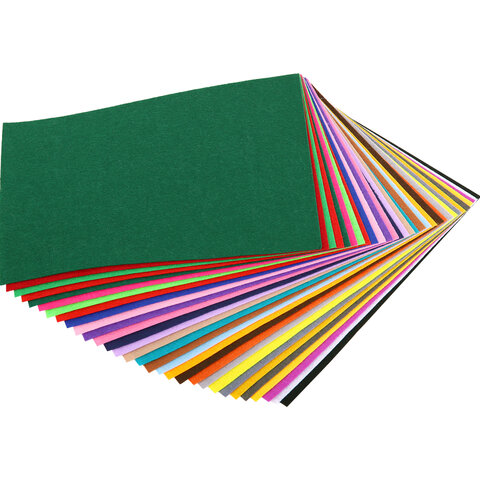 Фетр жесткий А4, 1 мм, 30 листов, 30 цветов, плотность 160 г/м2, ОСТРОВ СОКРОВИЩ, 665476