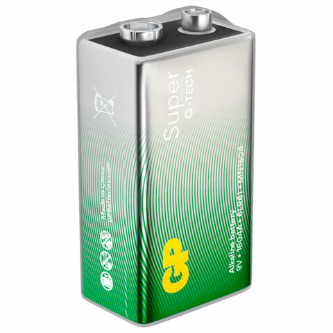 Батарейка 1 шт., GP Super G-Tech, Крона (6LR61, 6LF22, 1604A), алкалиновая, в пленке, 1604A-5S1