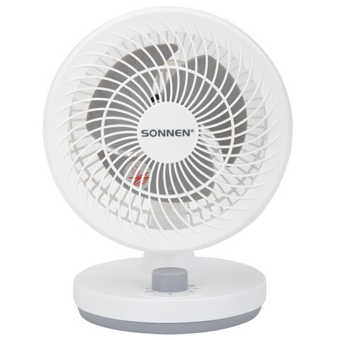 Вентилятор настольный SONNEN FT-160, 40 Вт, 23 см, 3 скорости, вращение на 60°, механическое управление, белый, 457784