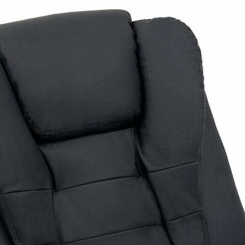 Кресло офисное CROMEX (КРОМЕКС) "Lounge MS-007", подножка, 6 массажных модулей, экокожа, черное, 532960