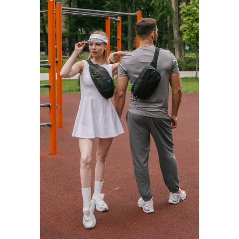 Сумка на пояс HEIKKI RIO (ХЕЙКИ) регулируемый ремень, черная, 28х16х9 см, 273886