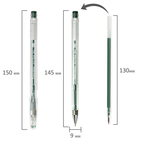 Ручка гелевая BRAUBERG "EXTRA", ЗЕЛЕНАЯ, корпус прозрачный, узел 0,5 мм, линия 0,35 мм, 143904