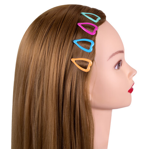 Заколки для волос НАБОР 4 шт., 3,5 см, клик-клак, сердечки, глянцевый, разные цвета, MONTE VITA (МОНТЕ ВИТА), 457082