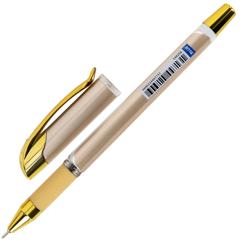 Ручка шариковая масляная с грипом BRAUBERG "Delta Plus Gold", СИНЯЯ, пишущий узел 0,7 мм, линия письма 0,35 мм, 144256