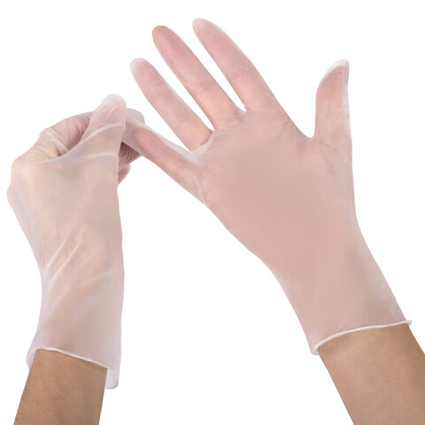 Перчатки виниловые смотровые 50 пар (100 штук), размер 6-7, S (малый), прозрачные, SFM, Германия